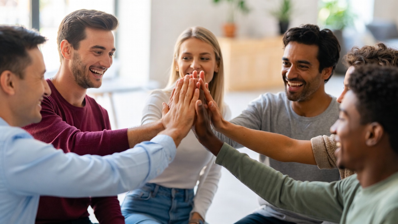 Glückliche Menschen in der Therapie